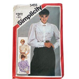 80s Simplicity 5455 Blouse Pattern Size 14 Misses Vintage 1982 15 Pieces CUT